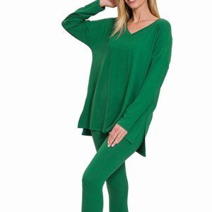 LOUNGEWEAR LEGGING SET - Dk Green